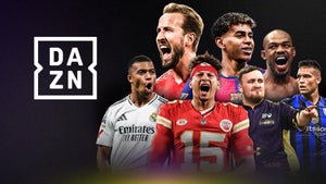 Banner för DAZN i Audi Application store med flera fotbollsspelare.
