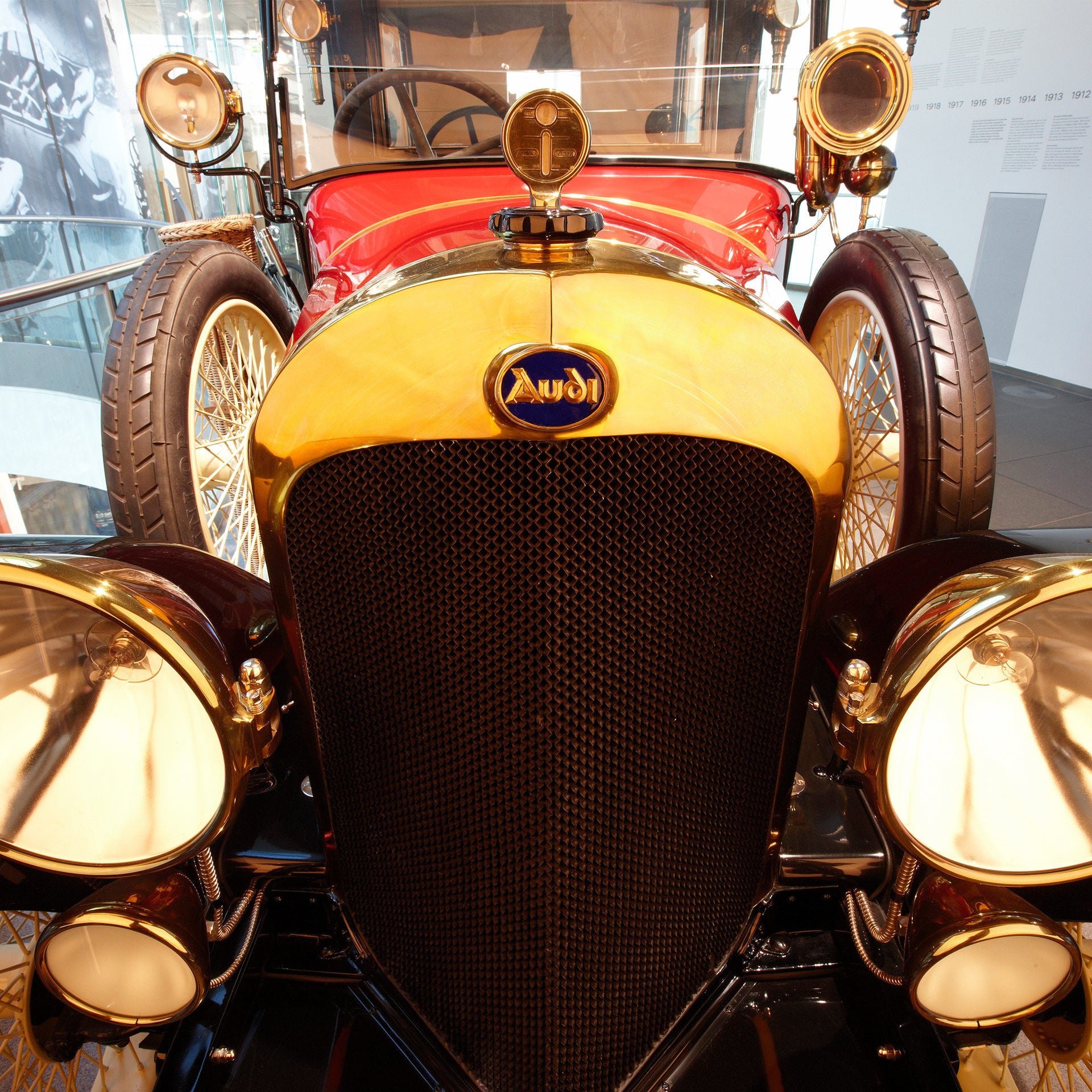 Close-up of an exhibit in the museum at the Audi Forum Ingolstadt