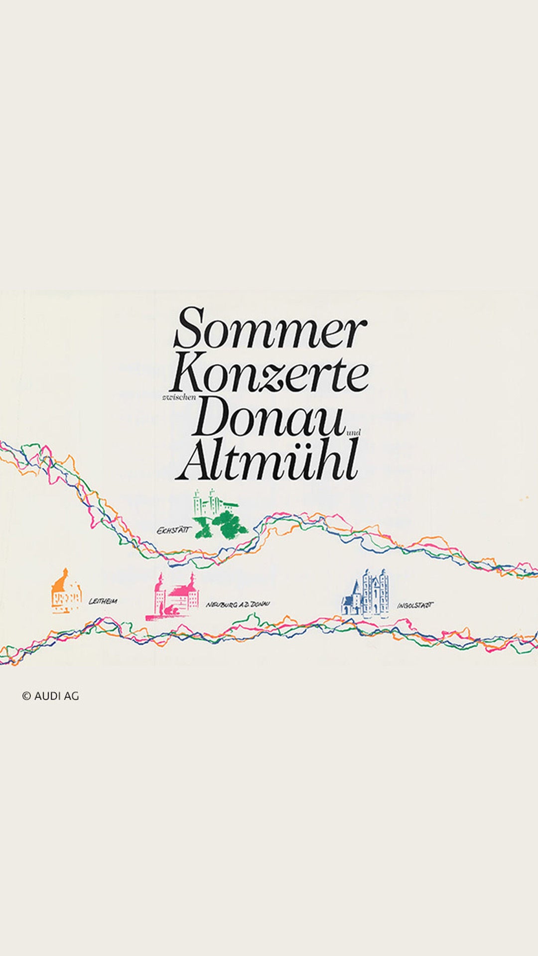 Schwarzes Logo Sommerkonzerte zwischen Donau und Altmühlen auf beigen Hintergrund.