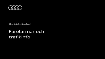 Varningar och trafikinformation i realtid: Instruktionsvideon använder tydliga animationer och skärmbilder för att visa hur du får varningar och trafikinformation i realtid.