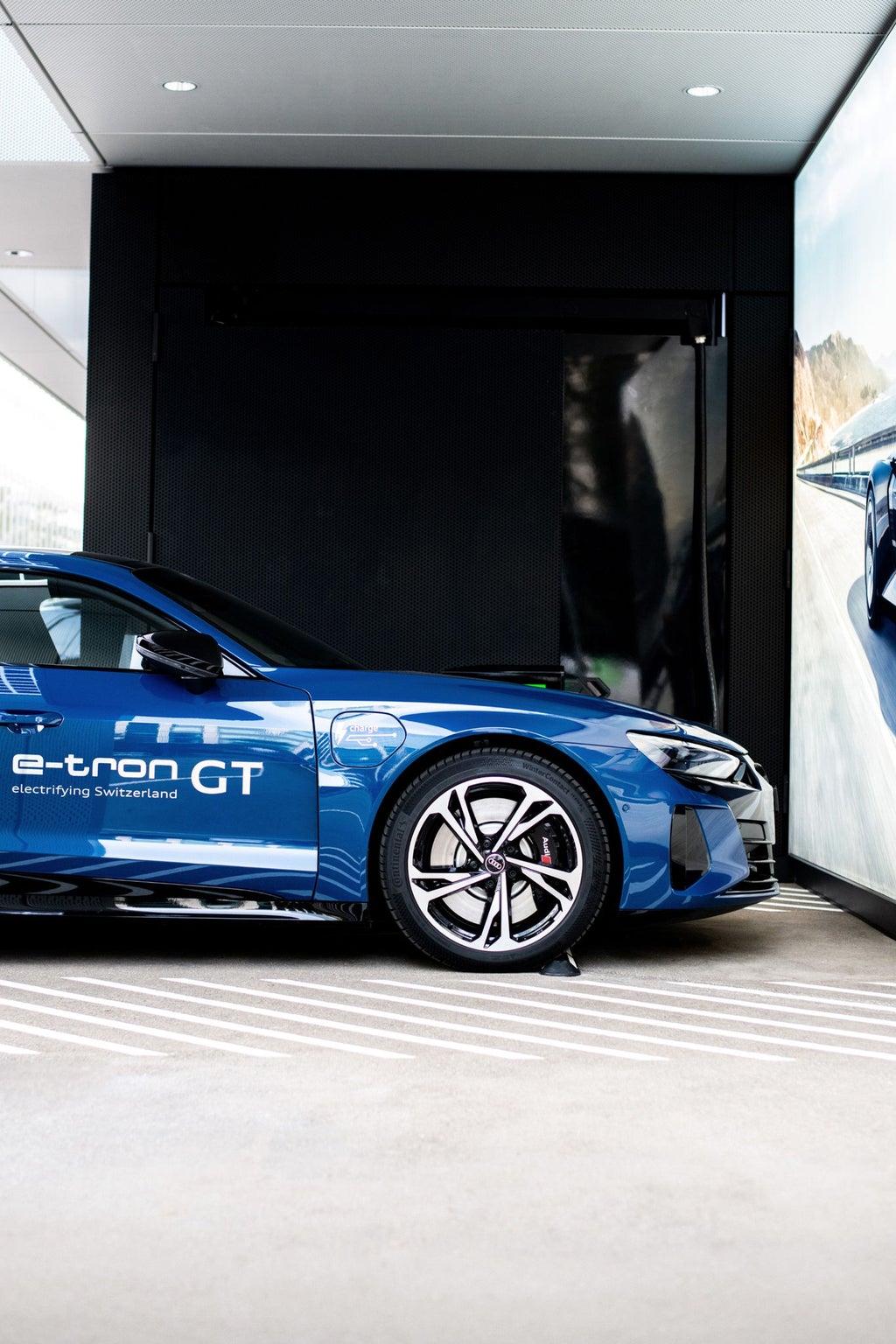 Electric Audi at the Audi charging hub.