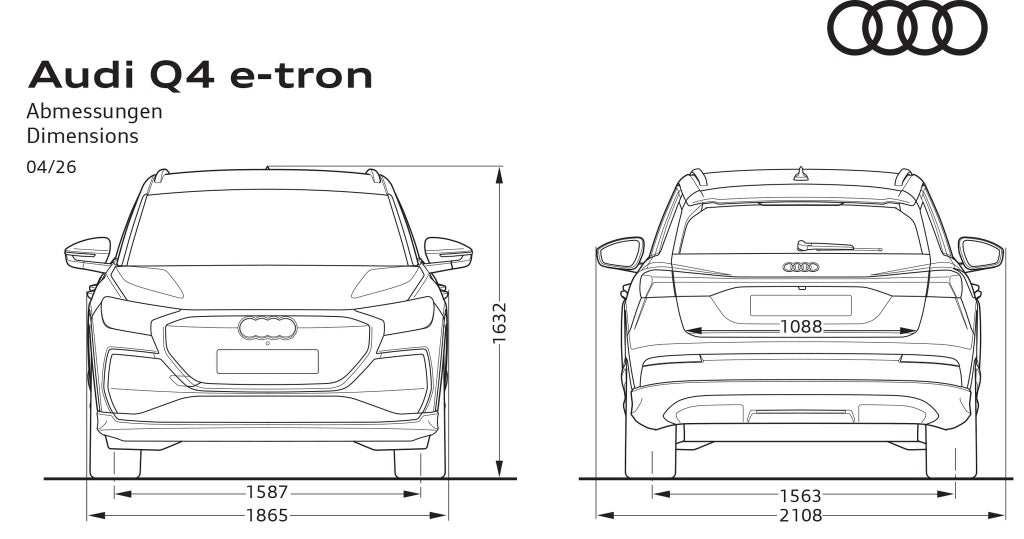 Audi Q4 SUV e-tron, mått fram och bak