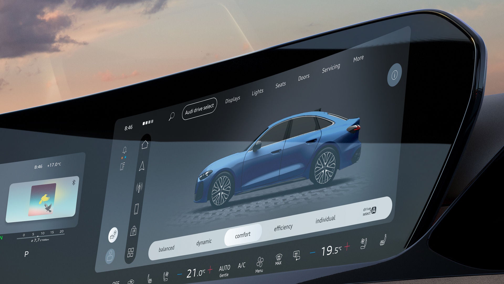 Close-up of the MMI touch display.