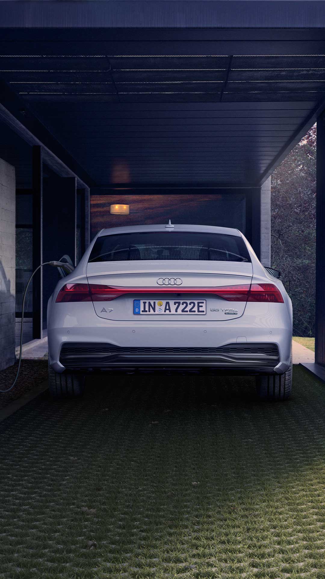 Rear view of the Audi A7 Sportback TFSI e