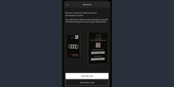 The myAudi app displaying a 'Welcome customer' message and a 'Set up the myAudi app now' button