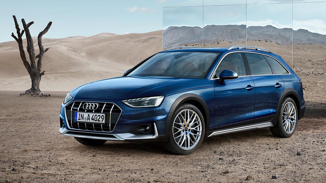 Audi A4 allroad quattro in a blue Audi exclusive paint