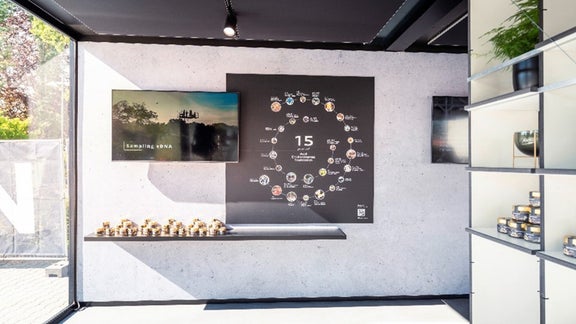 Poster und Kalender an einer Wand