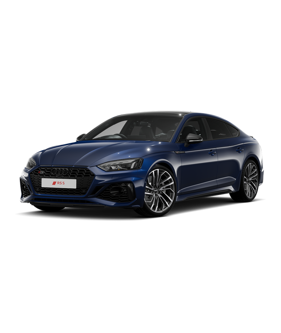 A blue Audi RS5 Sportback vorsprung trim against a white background.
