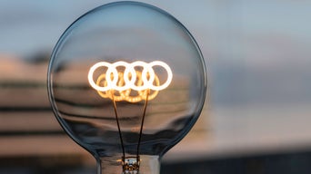 Close-up of a light bulb with the four rings
