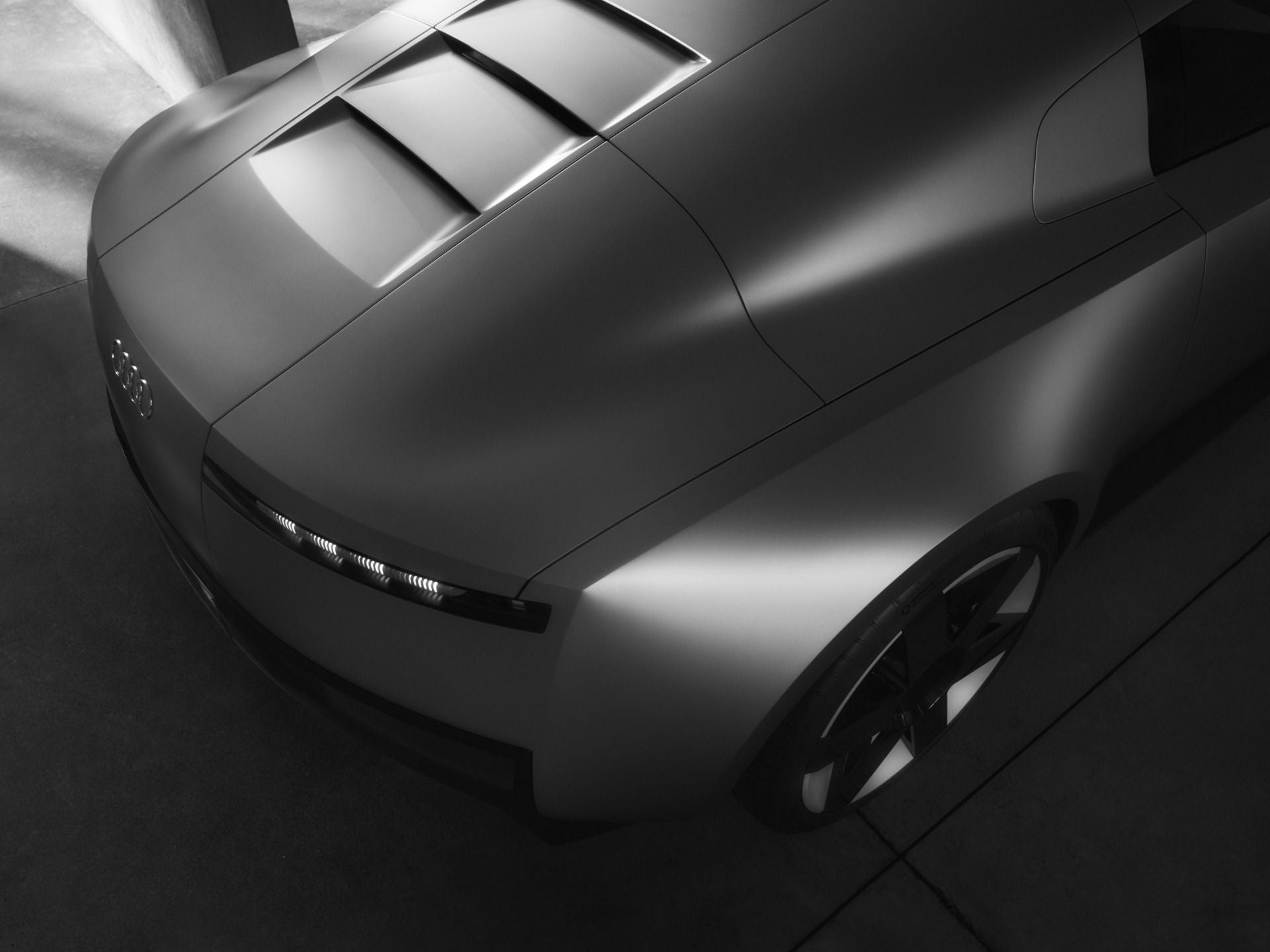 A rear detail of the Audi Concept C photographed from above.