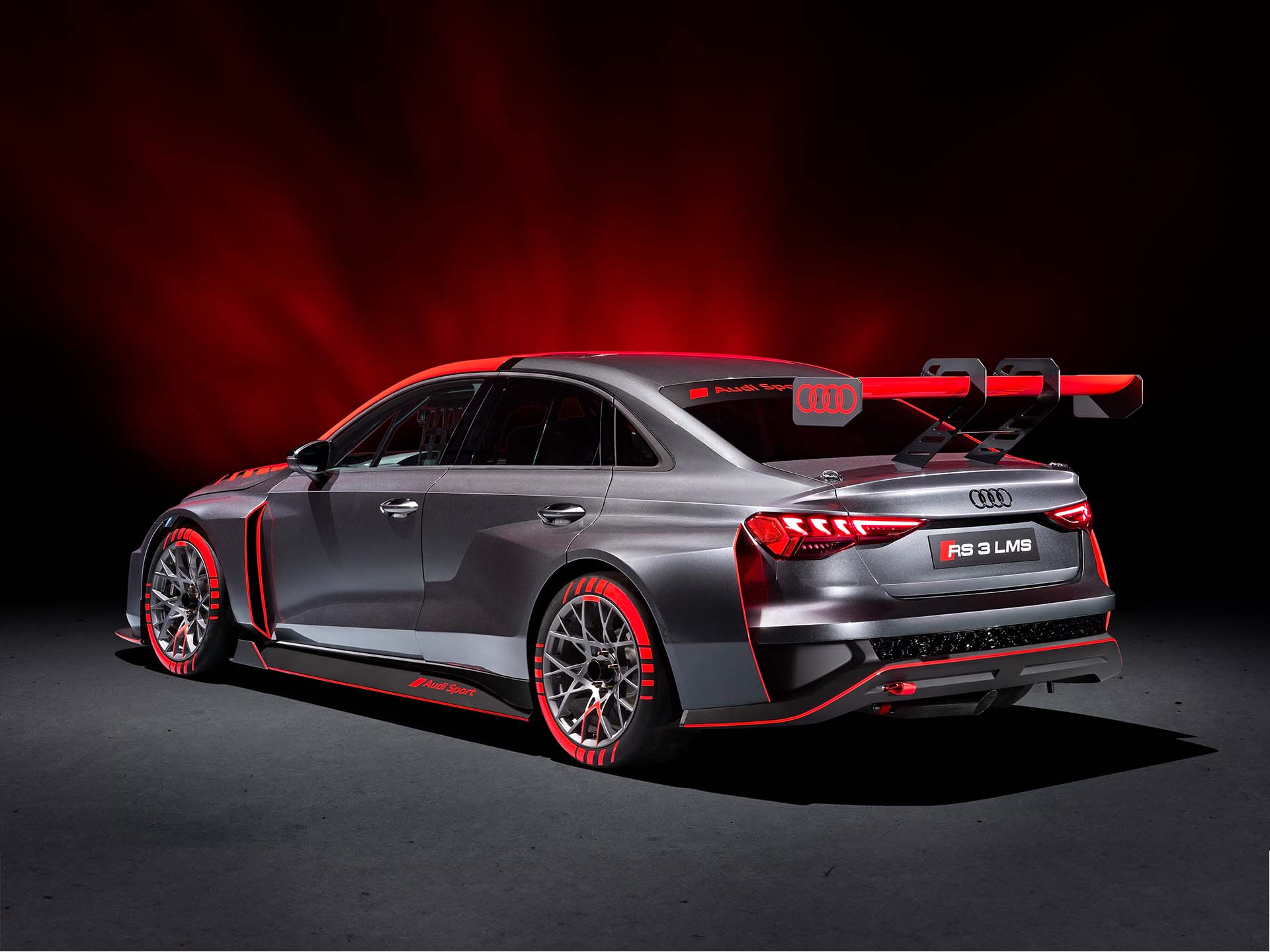 A picture showing the Audi RS 3 LMS race car on display.