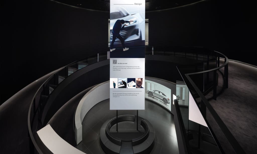 View from above into the rotunda with the Blog of Progress as a central element.