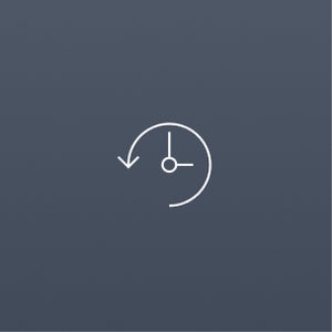 A simple icon of a clock with a counterclockwise arrow around it, symbolising history or time reversal on a light gray background.
