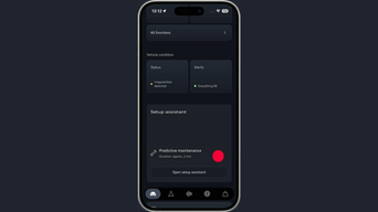 The myAudi app displaying the 'Open setup assistant' button