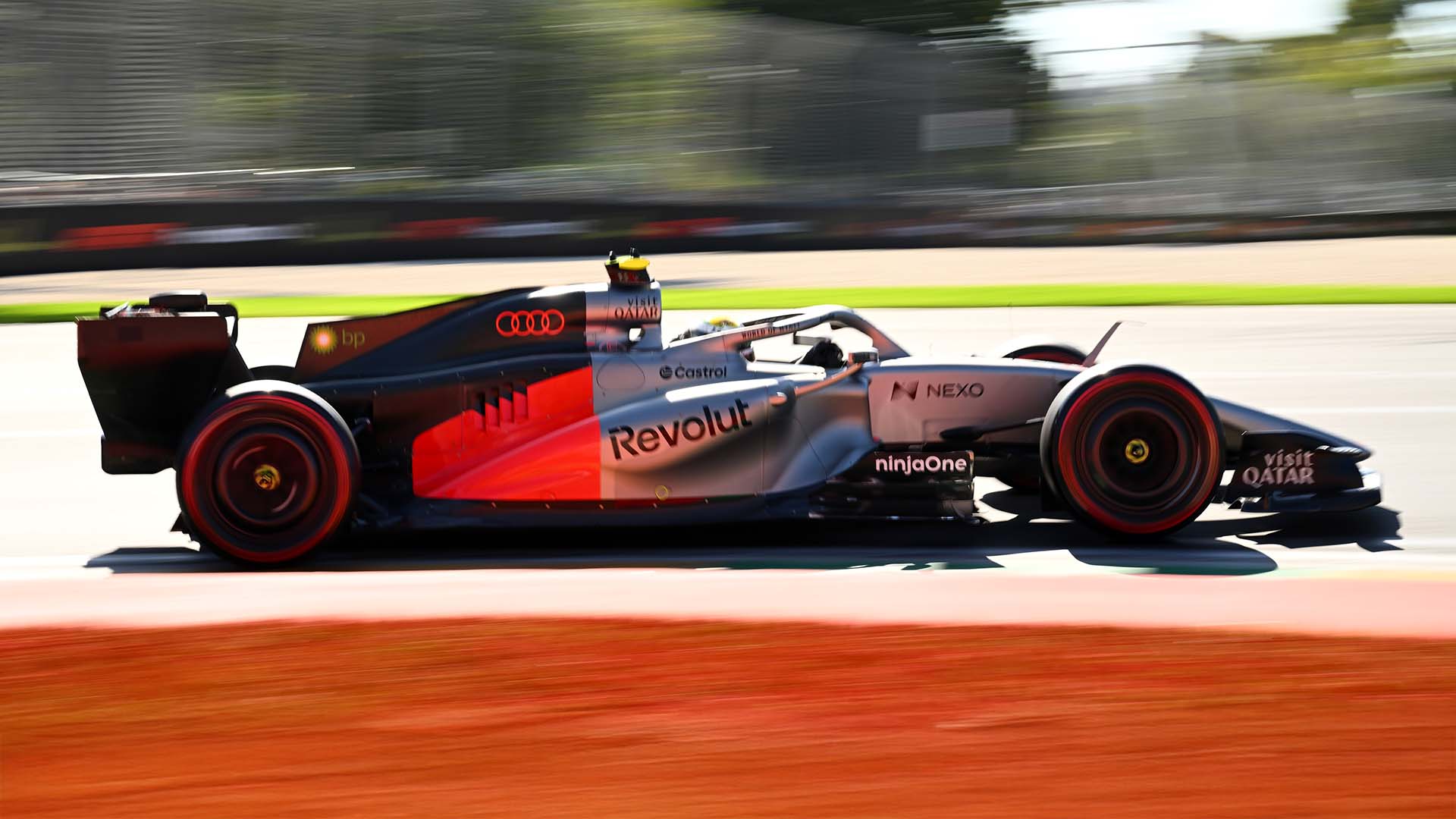 A picture showing the Audi R26 on the race track in Australia.