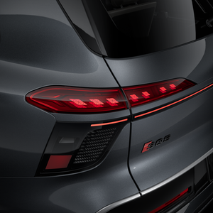 Close-up of the curved left-hand OLED rear light.