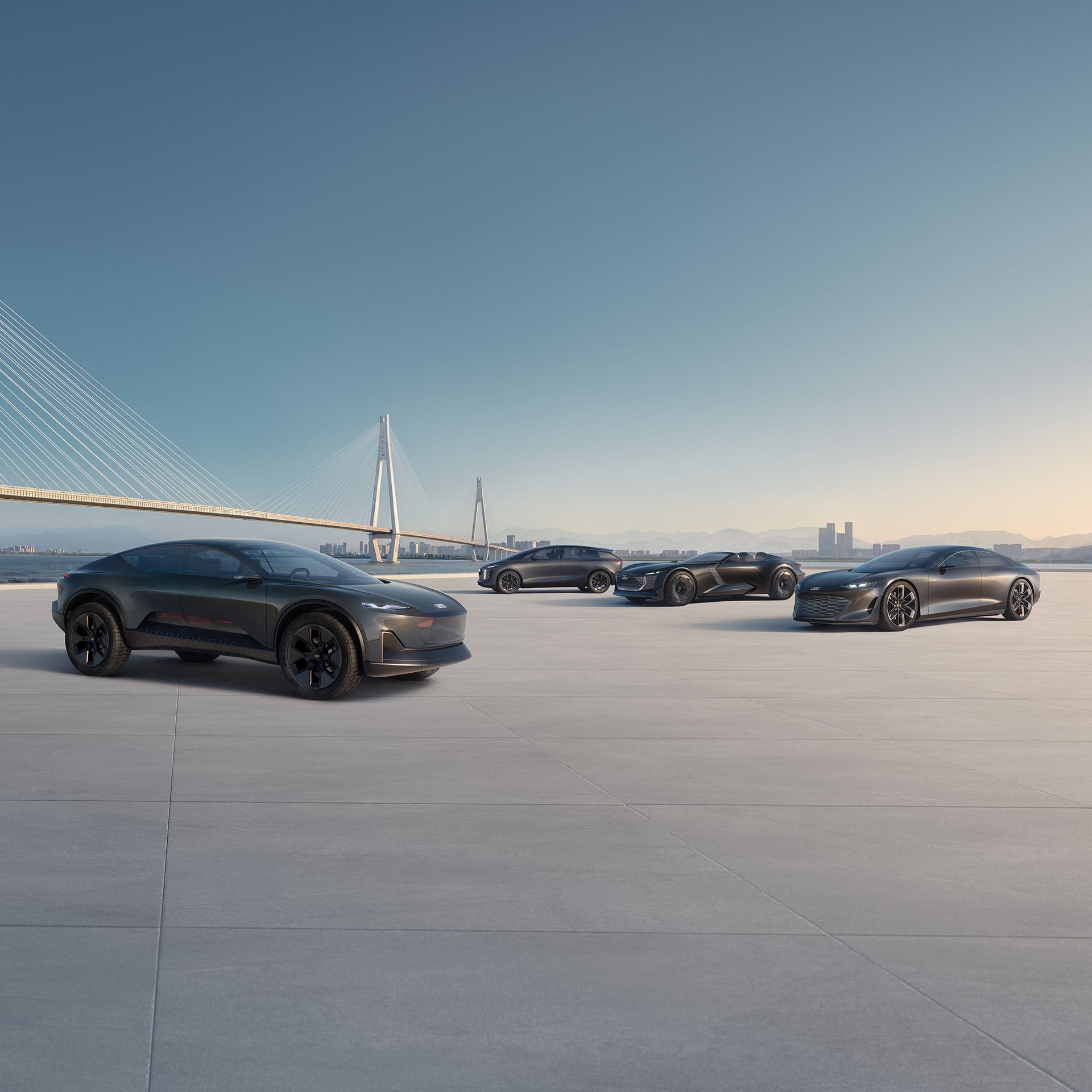 The Audi activesphere concept is standing in an empty space.