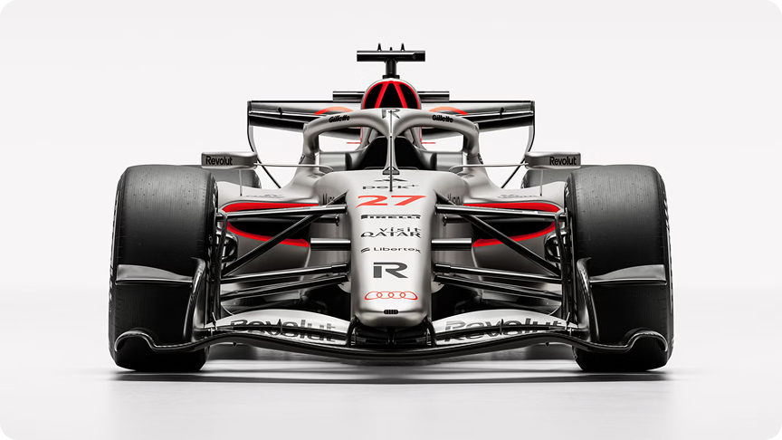 Front view of audi F1 race car