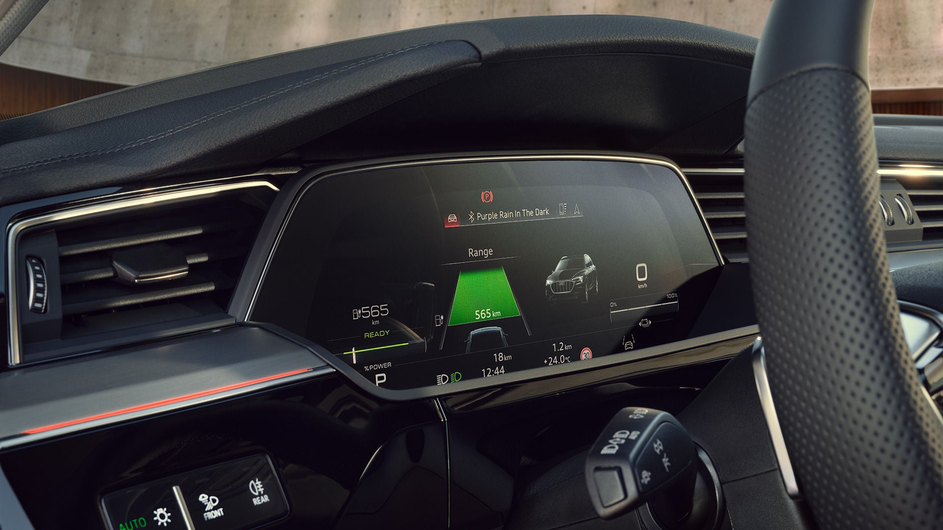 Foto de la autonomía de un coche eléctrico de Audi. 