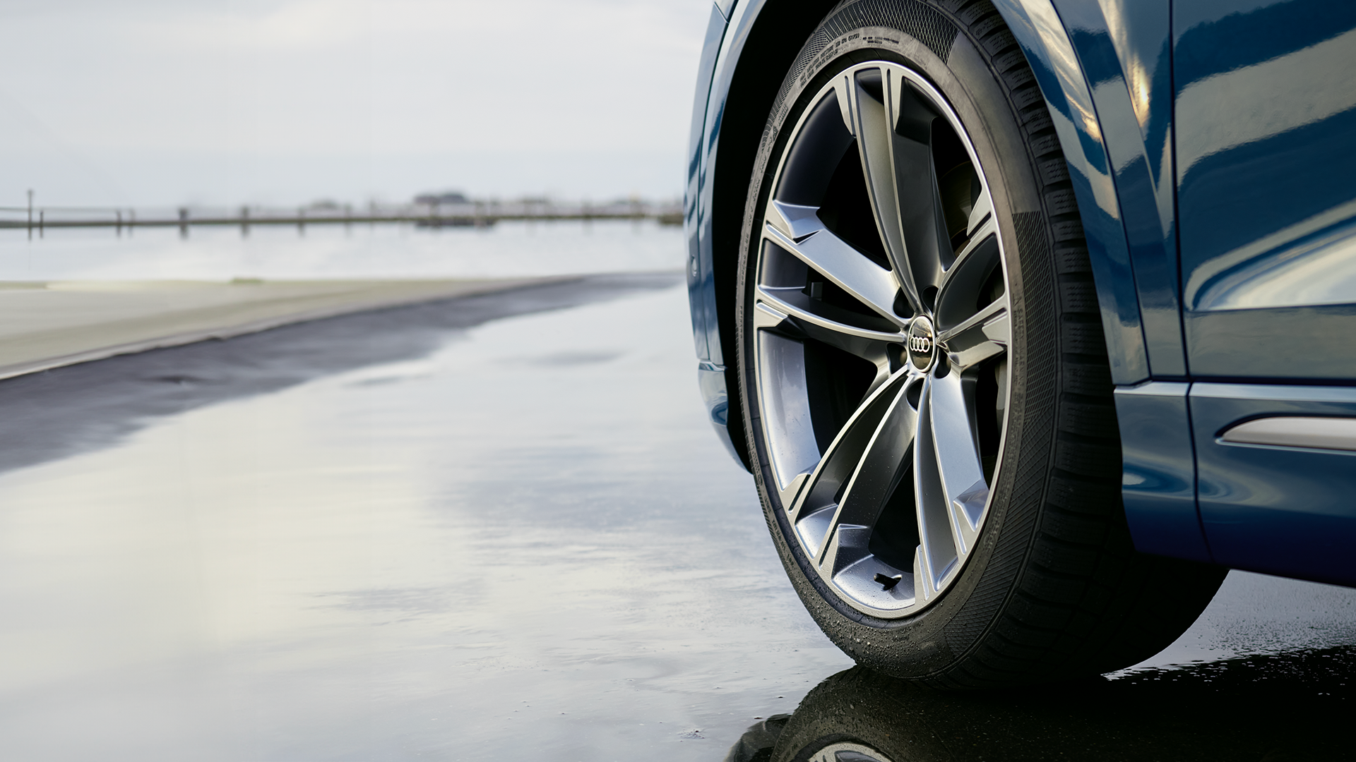 Primo piano laterale di uno Pneumatico Audi.