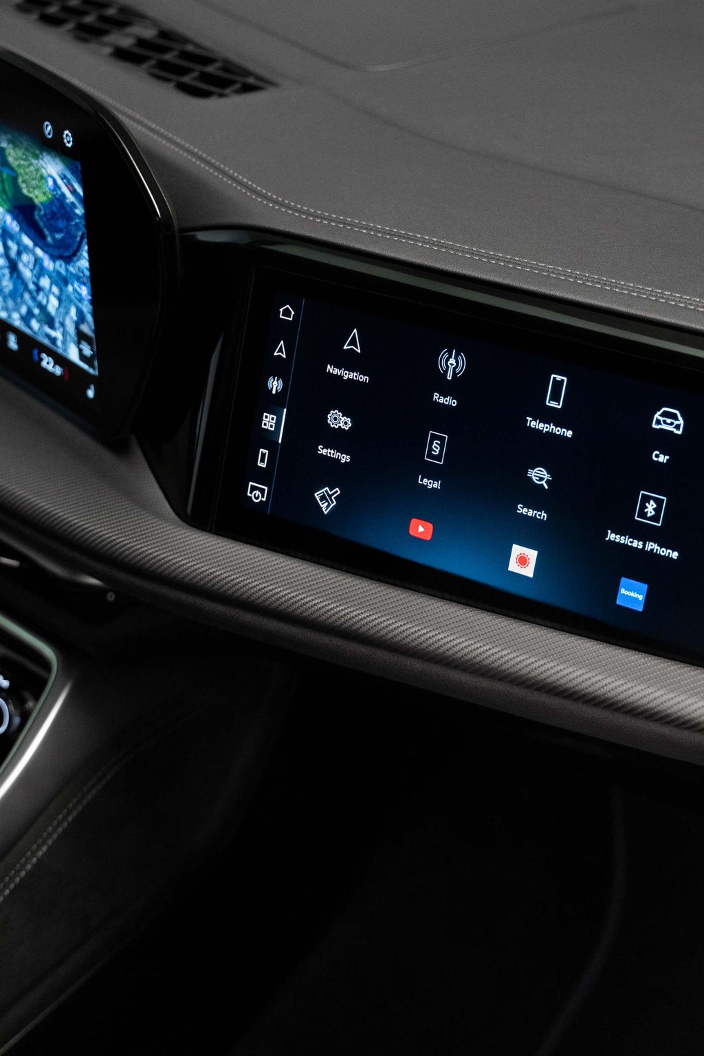 View of the navigation menu on the passenger display.