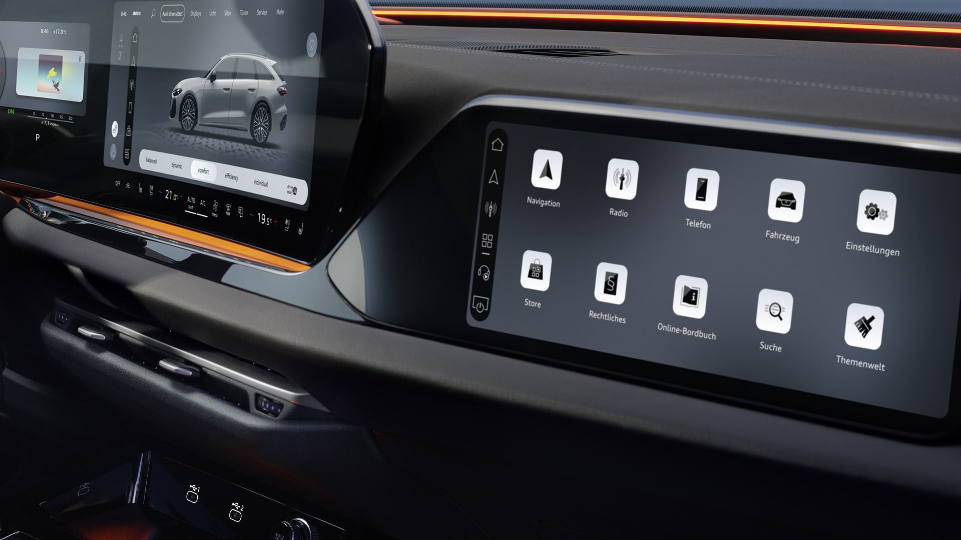 Nahaufnahme des Beifahrerdisplays.