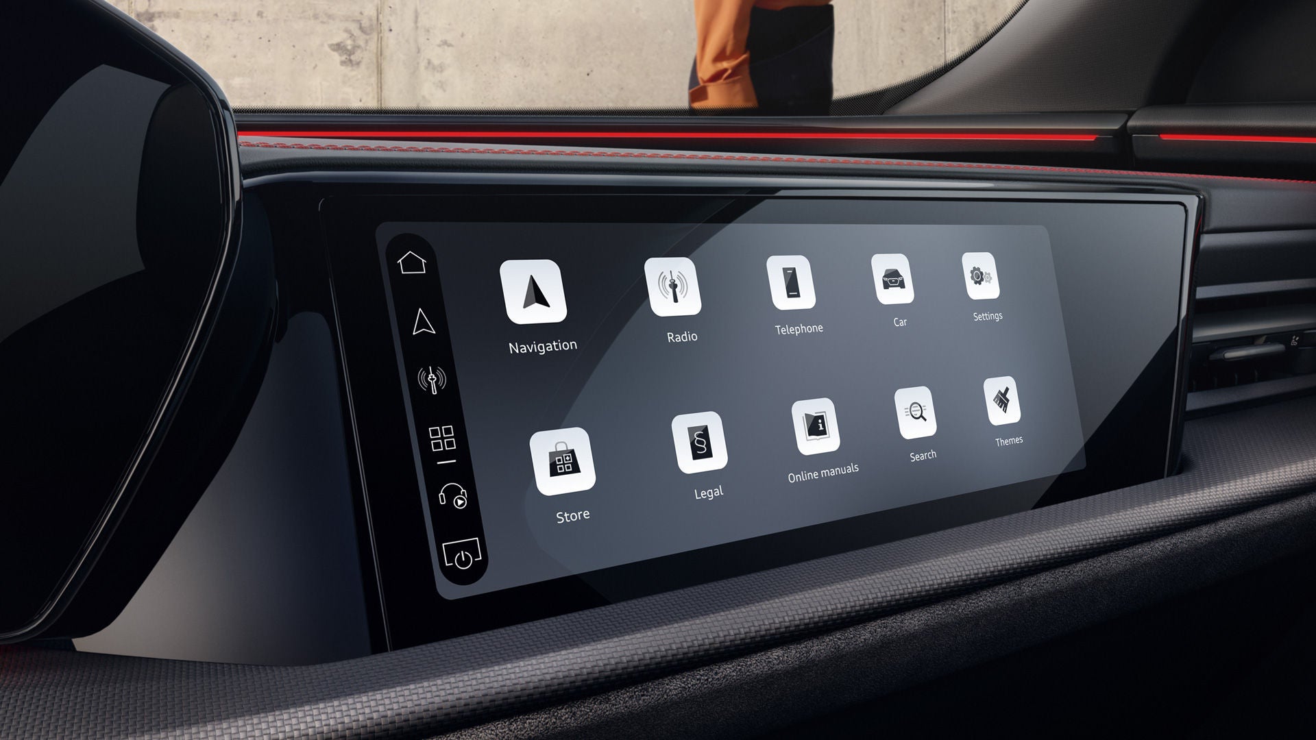 Digital OLED technology with tail light signatures, dynamic flashing light, and light strip.	