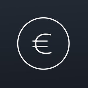 The euro symbol inside a circle on a black background.