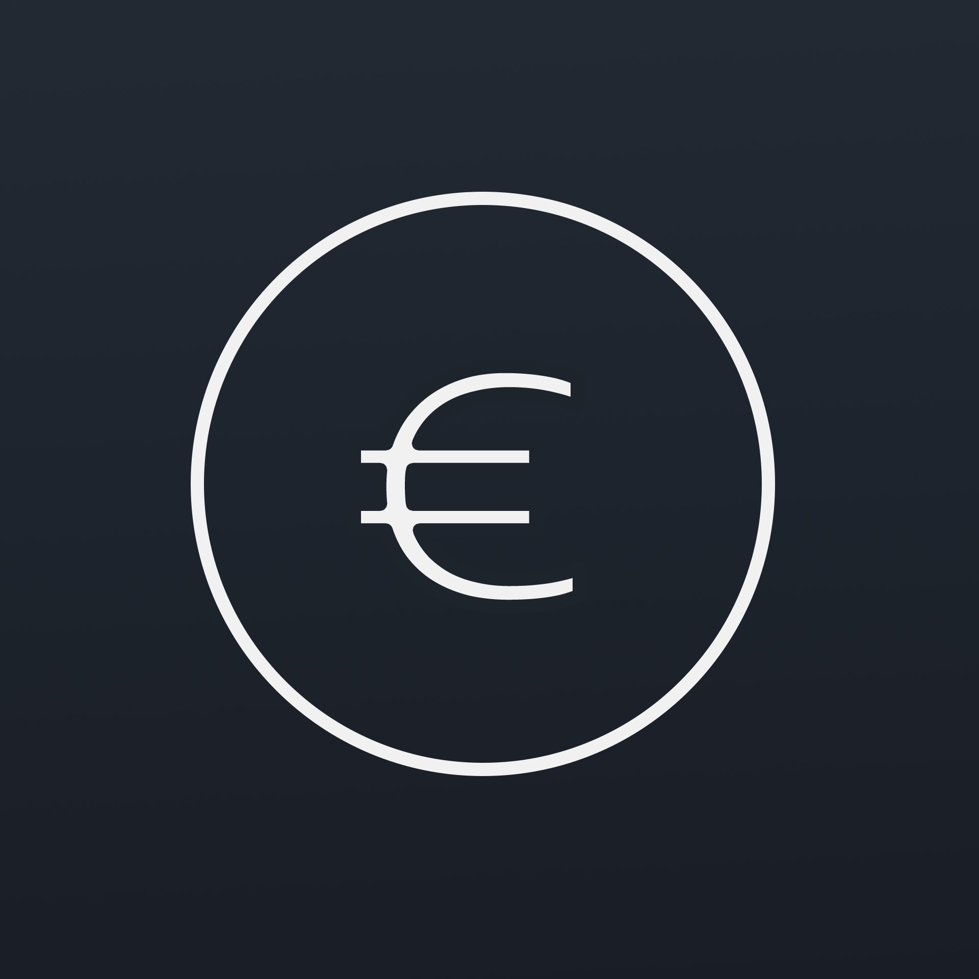 The euro symbol inside a circle on a black background.
