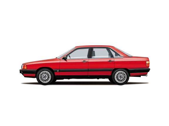 Illustration of an Audi 100 in red against a white background