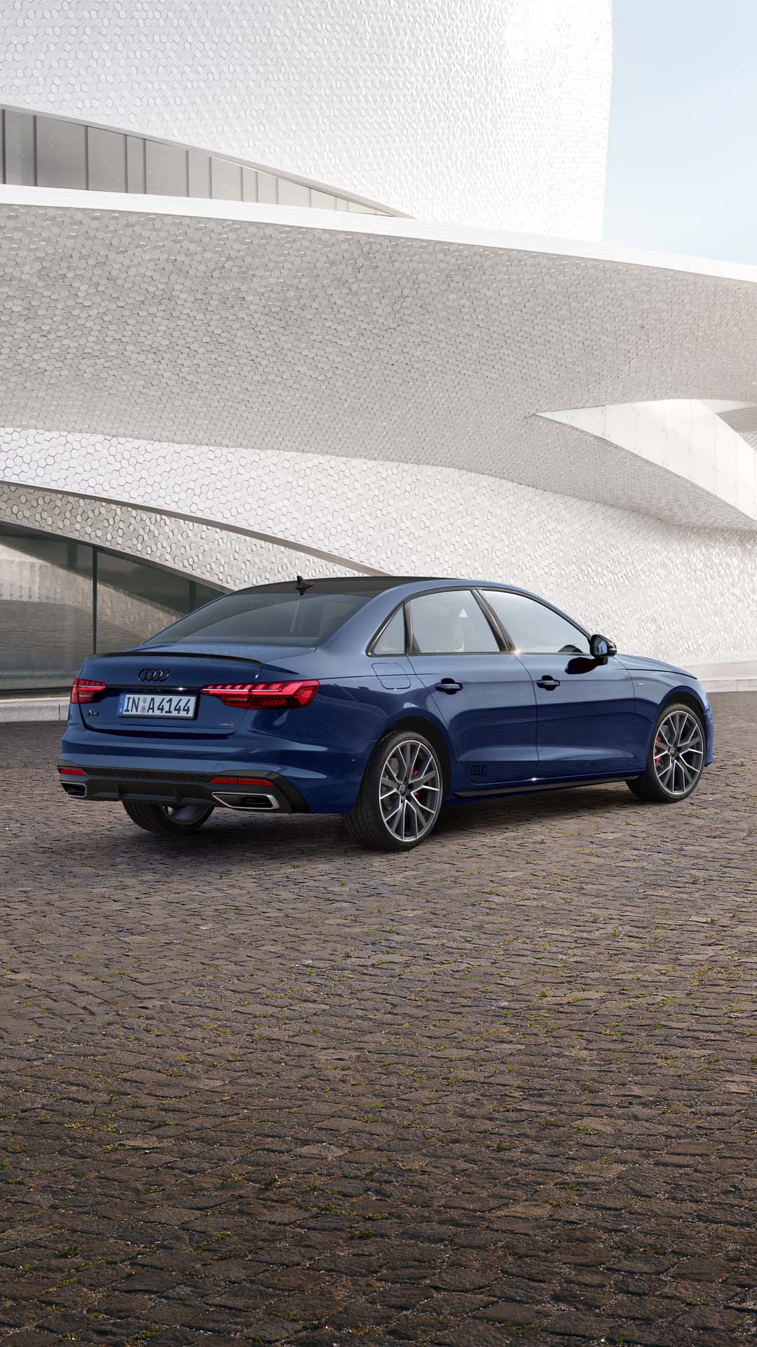 Side view blue A4 Sedan