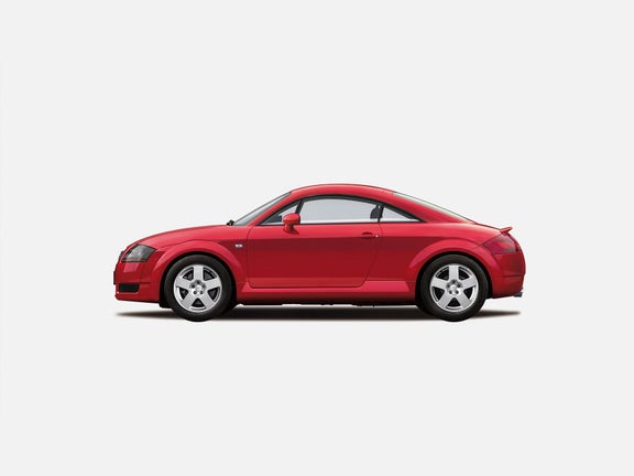 Illustration of a TT car in red on a white background