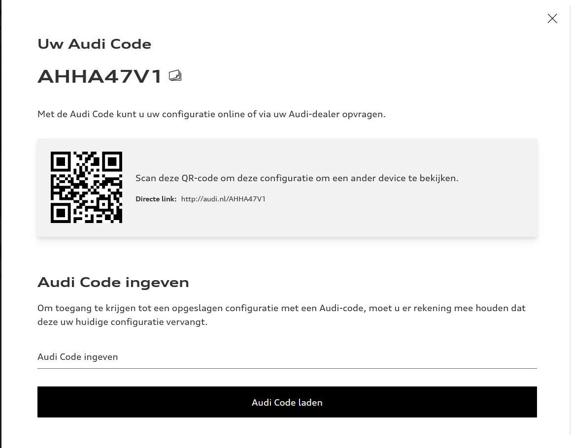 Hoe opent u een configuratie met Audi Code?