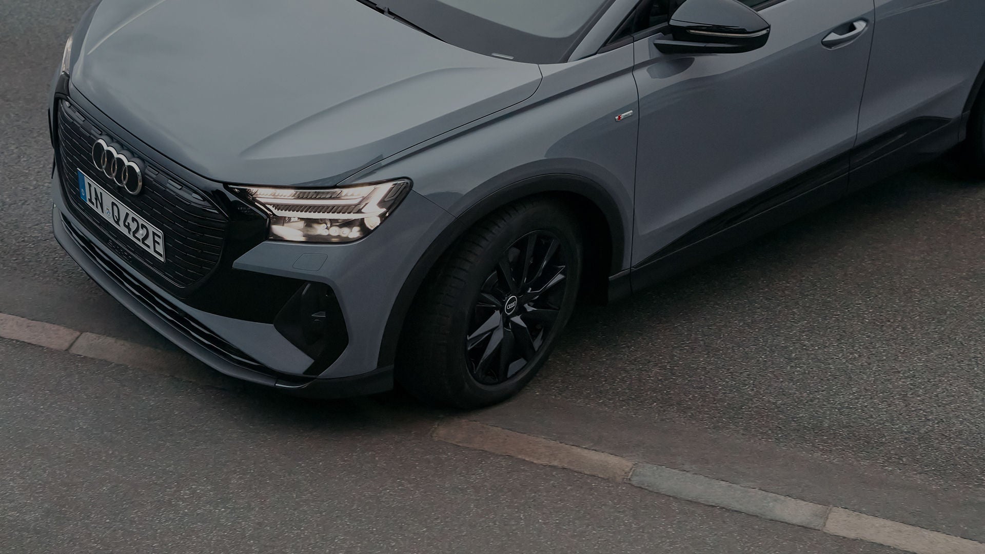 Q4 e-tron front half arial view