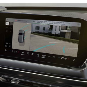 Display with autonomous parking assistant and 360-degree camera. 