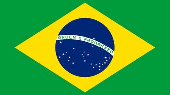 Flag of Brazil with a green field, yellow rhombus and blue circle with stars.