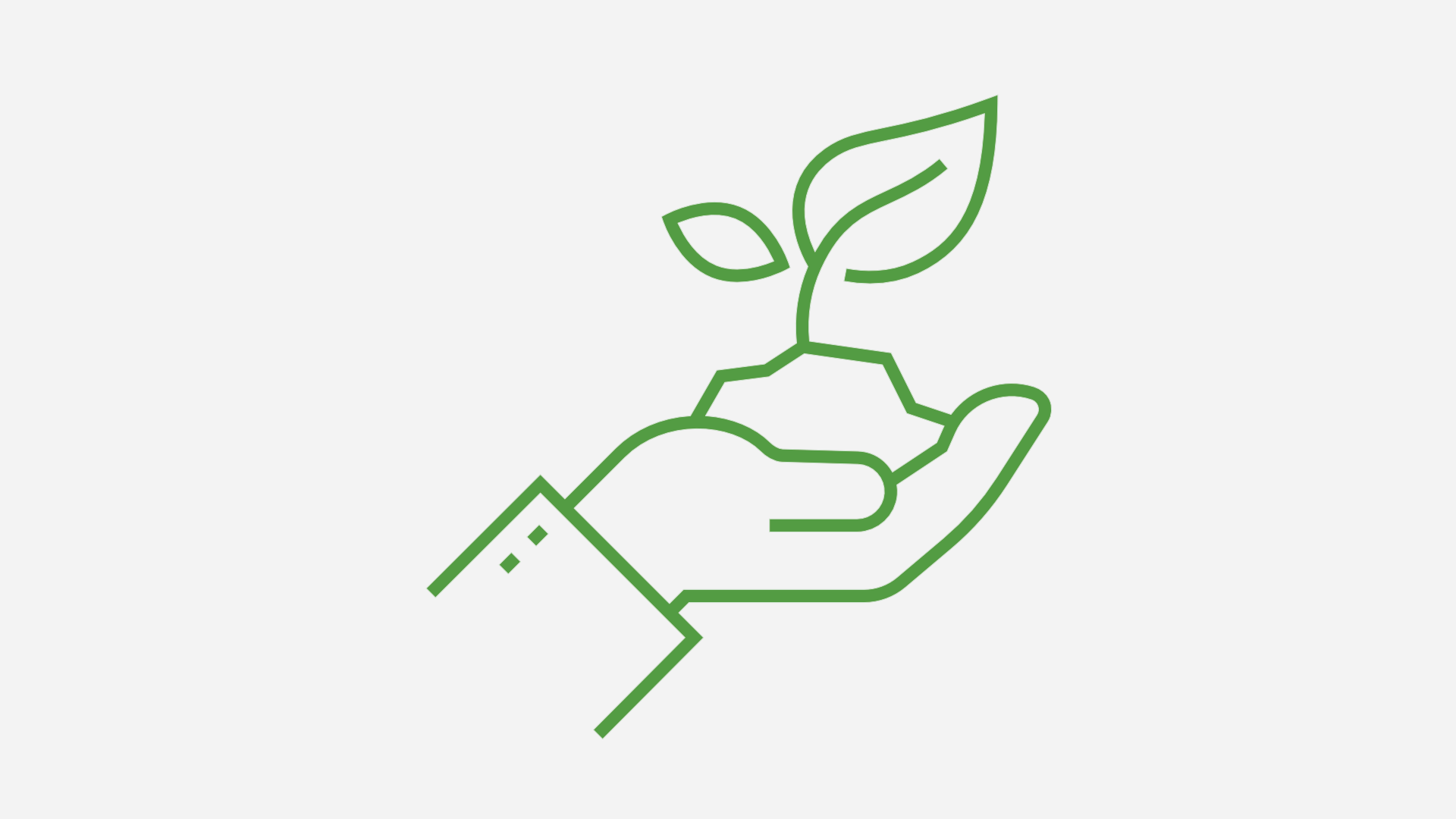 Graphic representation of a hand holding a plant