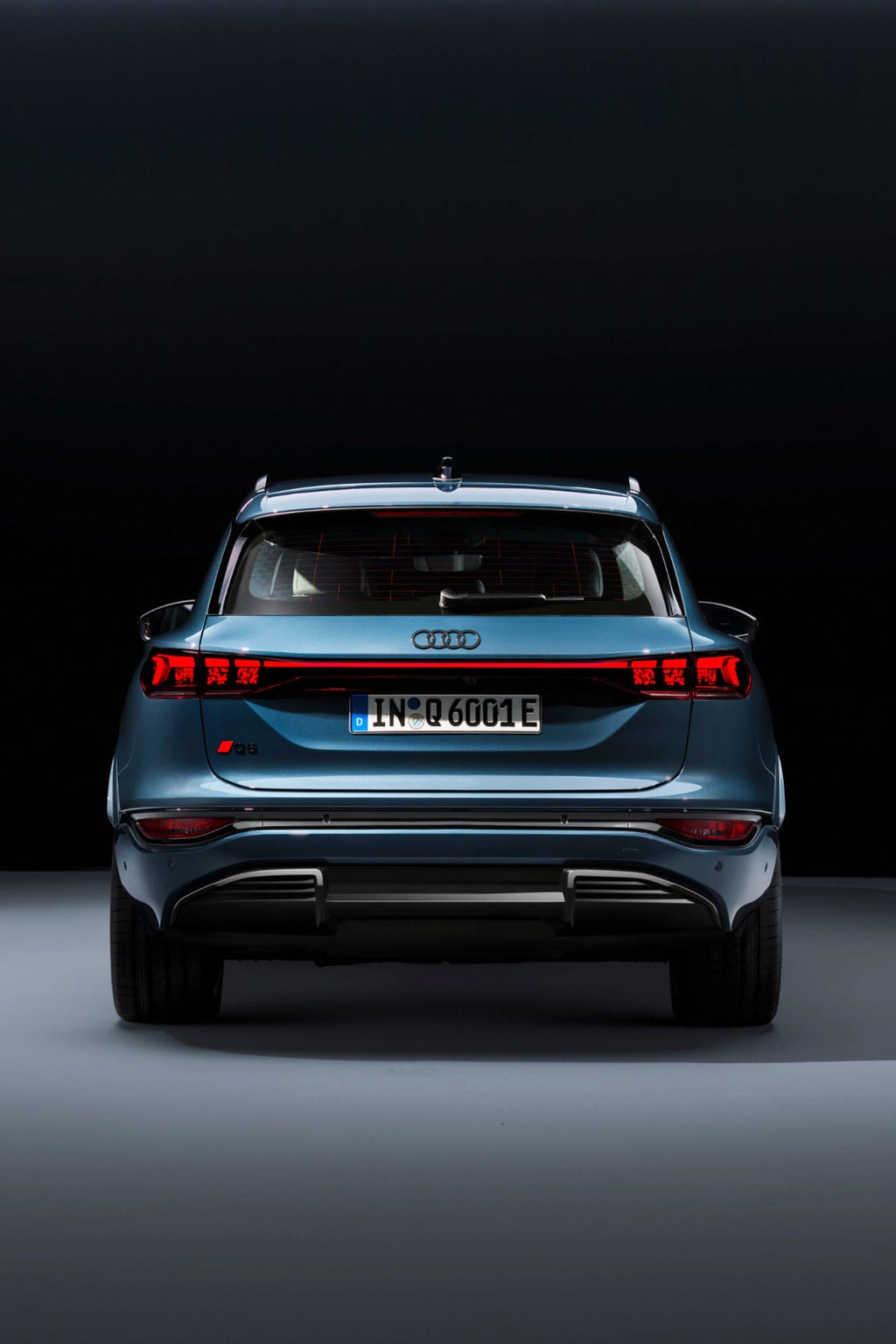 Rear view of the Audi Q6 e-tron.