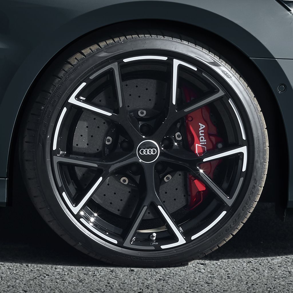 Dettaglio sui Cerchi Originali Audi a 5 razze doppie,  dallo stile dinamico e sportivo.         