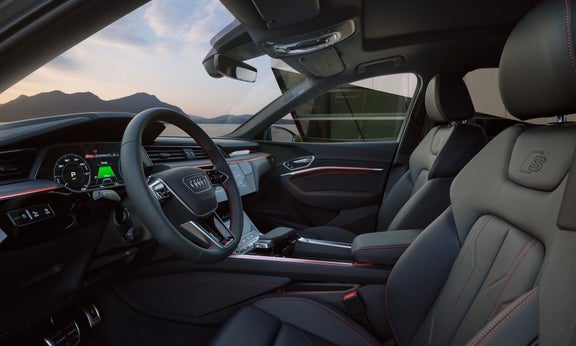 View of the interior of the Audi Q8 e-tron.