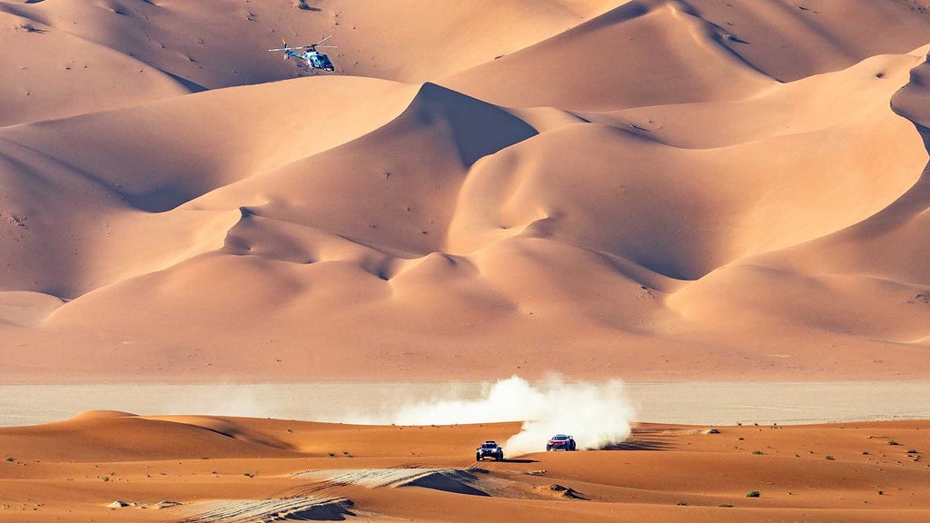 A picture of the victorious Audi RS Q e-tron at the 2024 Dakar Rally.