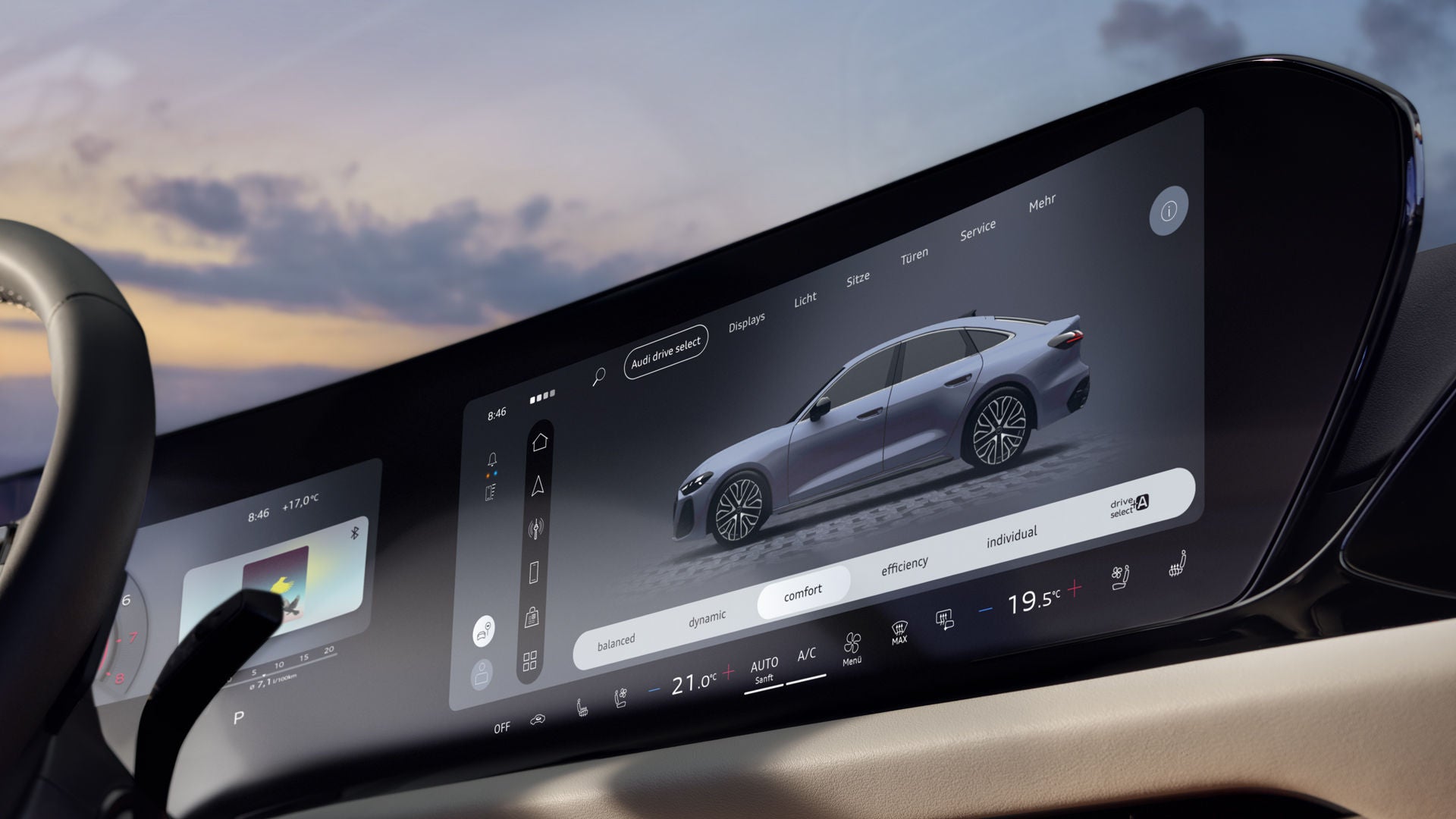 Nahaufnahme des MMI touch-Displays in der A5 Limousine.