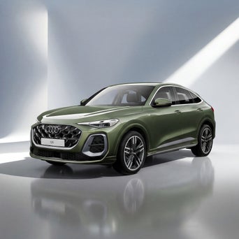 3/4 Ansicht eines grünen SUV