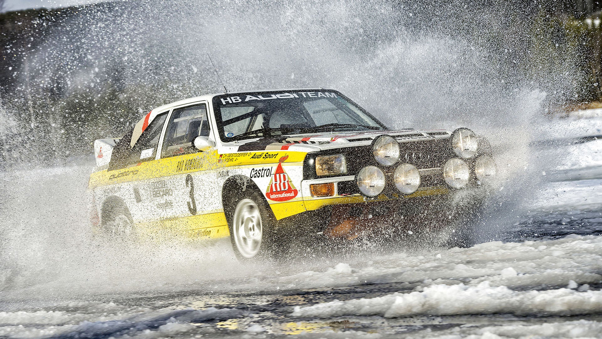 Audi quattro med Stig Blomqvist i  rally-VM  1984.