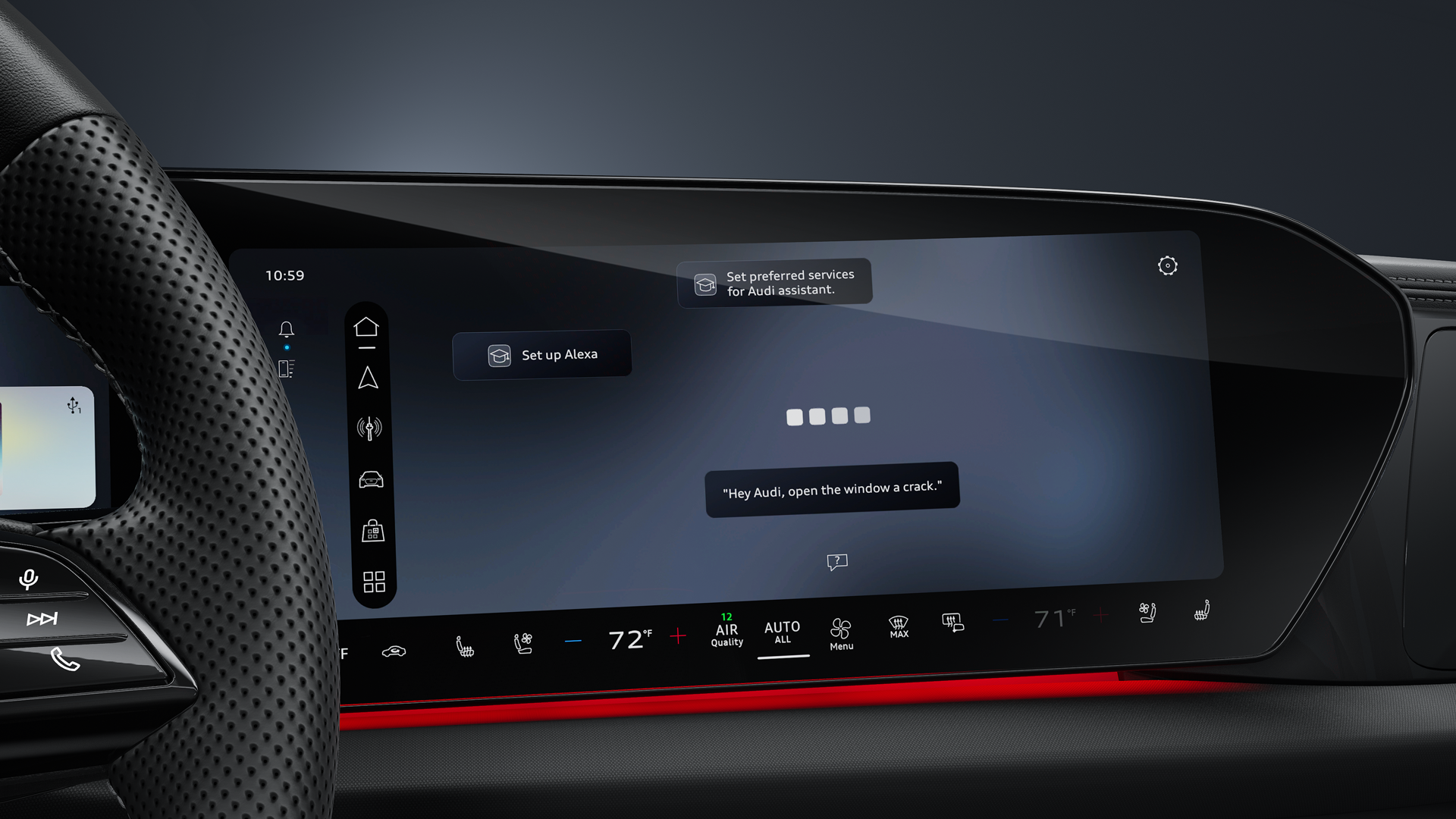 Close-up of the Audi assistant.