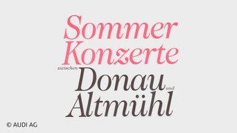 Beiger Hintergrund mit schwarzer und roter Aufschrift: Sommerkonzerte zwischen Donau und Altmühl