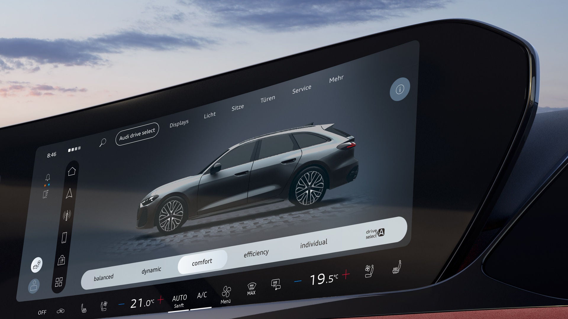Nahaufnahme des MMI touch-Displays.