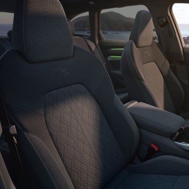 Close up of an Audi car chair, with emphasis to the details