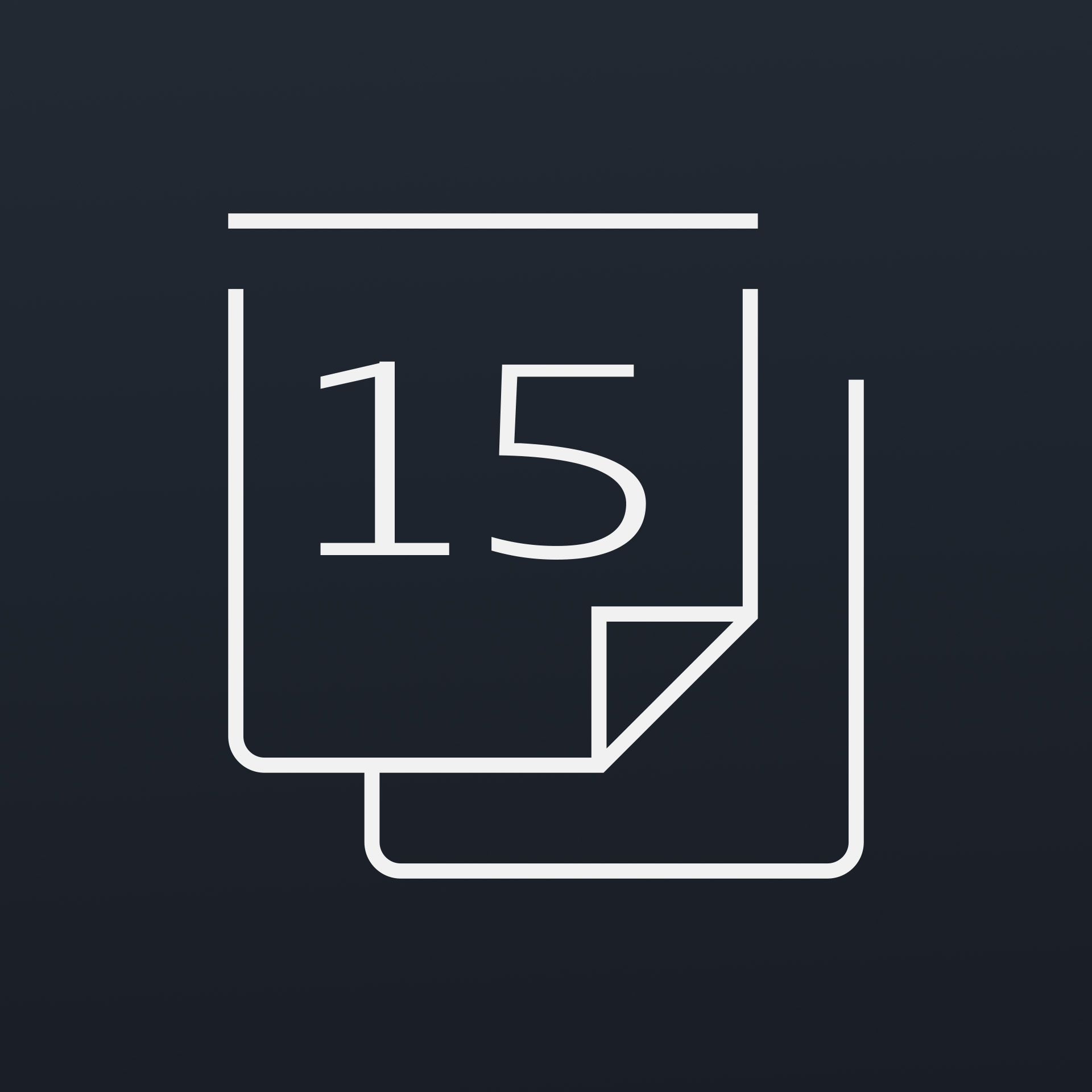 A calendar page with the number “15” on a black background.