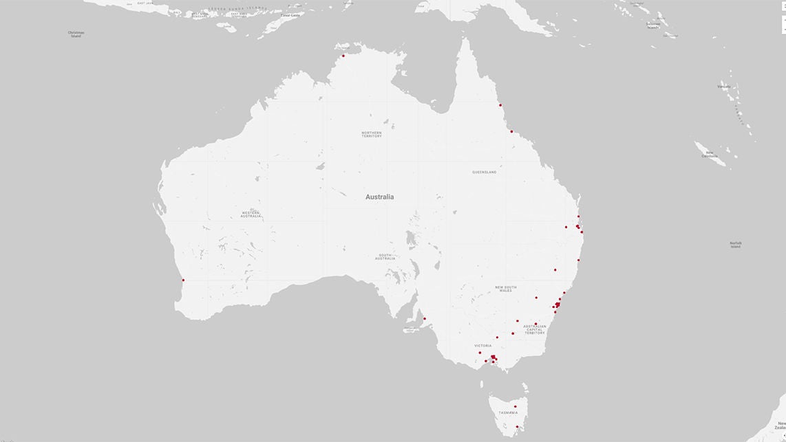 Audi approved panel repairer - map of Australia